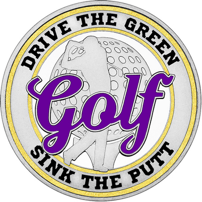 Purple "Golf" with Gold Outer Circular Borders